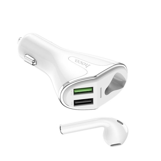 HOCO E47 ΦΟΡΤΙΣΤΗΣ ΑΥΤΟΚΙΝΗΤΟΥ QC3.0 ΚΑΙ ΑΚΟΥΣΤΙΚΟ HANDSFREE 2 ΣΕ 1 ΛΕΥΚΟ