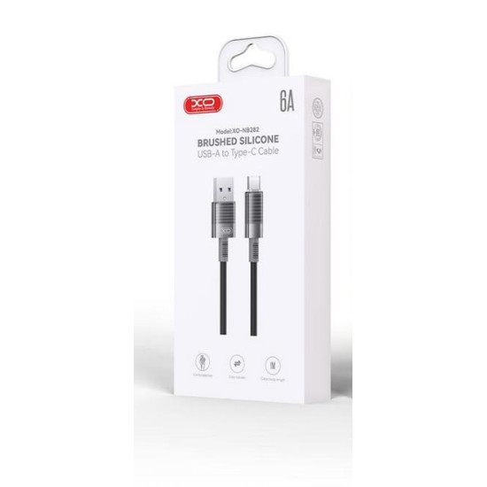 XO NB-Q282A ΚΑΛΩΔΙΟ ΣΙΛΙΚΟΝΗΣ TYPE-C 6A, ΜΑΥΡΟ