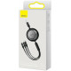 BASEUS BRIGHT MIRROR 2 SERIES, 3 ΣΕ 1, RETRACTABLE, TYPE-C + MICRO USB + LIGHTNING, 3.5A,  1.1M, ΜΑΥΡΟ
