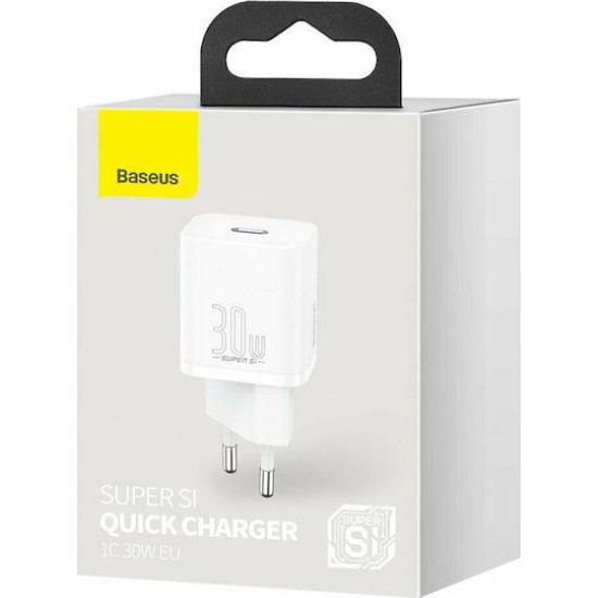 BASEUS SUPER SI ΦΟΡΤΙΣΤΗΣ ΓΡΗΓΟΡΗΣ ΦΟΡΤΙΣΗΣ, 30W, ΛΕΥΚΟ
