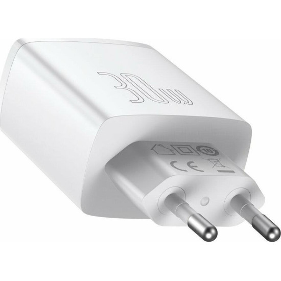 BASEUS COMPACT ΦΟΡΤΙΣΤΗΣ ΓΡΗΓΟΡΗΣ ΦΟΡΤΙΣΗΣ, 3 ΘΥΡΕΣ, 30W, ΛΕΥΚΟΣ