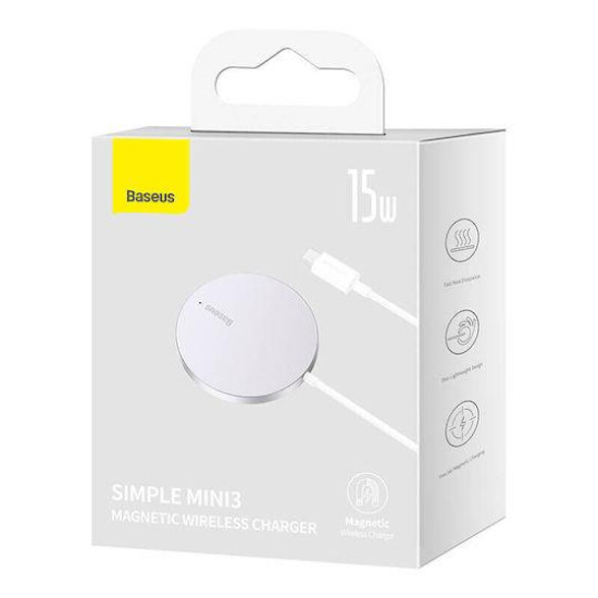 BASEUS SIMPLE MINI3 ΑΣΥΡΜΑΤΟΣ ΦΟΡΤΙΣΤΗΣ, 15W, ΑΣΗΜΙ