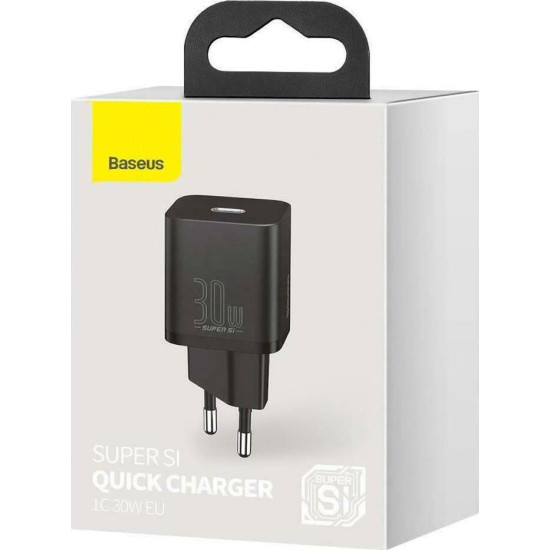 BASEUS SUPER SΙ, ΦΟΡΤΙΣΤΗΣ ΓΡΗΓΟΡΗΣ ΦΟΡΤΙΣΗΣ, 1 ΘΥΡΑ, 30W, ΜΑΥΡΟΣ
