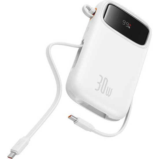 BASEUS QPOW2, POWERBANK, 10000MAh, ΜΕ 2 ΚΑΛΩΔΙΑ TYPE-C, 30W, ΜΕ ΨΗΦΙΑΚΗ ΟΘΟΝΗ, ΛΕΥΚΟ BASEUS QPOW2, POWERBANK, 10000MAh, ΜΕ 2 ΚΑΛΩΔΙΑ TYPE-C, 30W, ΜΕ ΨΗΦΙΑΚΗ ΟΘΟΝΗ, ΛΕΥΚΟ