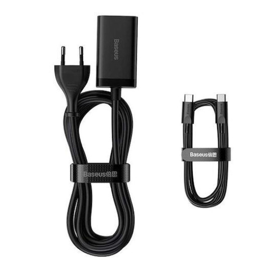 BASEUS GAN 3 PRO ΦΟΡΤΙΣΤΗΣ ΓΡΗΓΟΡΗΣ ΦΟΡΤΙΣΗΣ, 4 ΘΥΡΕΣ, 65W, ΜΑΥΡΟΣ