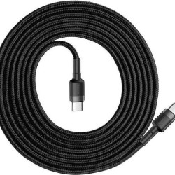 BASEUS CAFULE, ΚΑΛΩΔΙΟ ΦΟΡΤΙΣΗΣ, TYPE-C ΣΕ TYPE-C, 2m, 60W, ΓΚΡΙ, ΜΑΥΡΟ