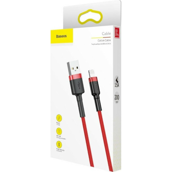 BASEUS CAFULE ΚΑΛΩΔΙΟ ΦΟΡΤΙΣΗΣ, USB ΣΕ LIGHTNING, 2M, 1.5A, ΚΟΚΚΙΝΟ