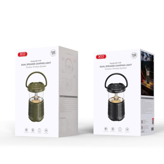 XO F49 ΦΟΡΗΤΟ ΔΙΠΛΟ ΗΧΕΙΟ BLUETOOTH, ΜΕ ΛΑΜΠΑ, 15W, ΜΑΥΡΟ