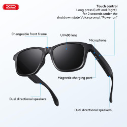 XO E9 SMART AUDIO GLASSES UV PROTECTION SUNGLASSES, ΜΑΥΡΟ XO E9 SMART AUDIO GLASSES UV PROTECTION SUNGLASSES, ΜΑΥΡΟ
