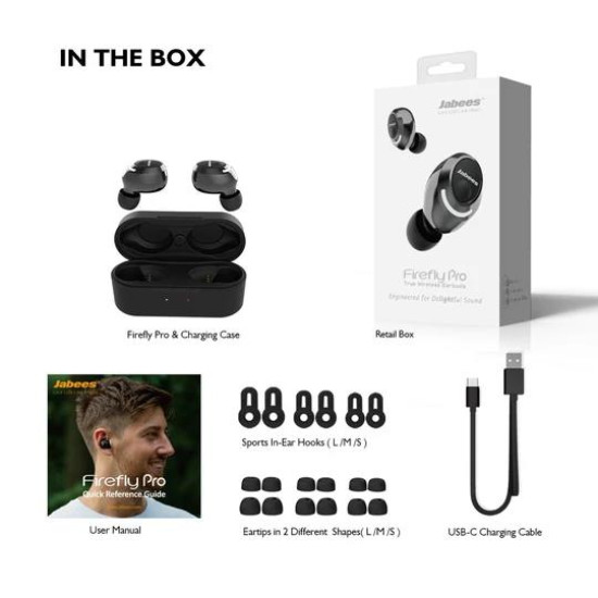 JABEES FIREFLY PRO TRUE WIRELESS EARBUDS, METALLIC