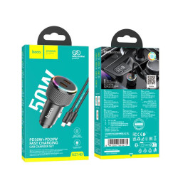 HOCO NZ14B ΦΟΡΤΙΣΤΗΣ ΑΥΤΟΚΙΝΗΤΟΥ TYPE-C ΣΕ LIGHTNING, GUERRERO PD50W , 2 ΘΥΡΕΣ , ΜΑΥΡΟΣ HOCO NZ14B ΦΟΡΤΙΣΤΗΣ ΑΥΤΟΚΙΝΗΤΟΥ TYPE-C ΣΕ LIGHTNING, GUERRERO PD50W , 2 ΘΥΡΕΣ , ΜΑΥΡΟΣ