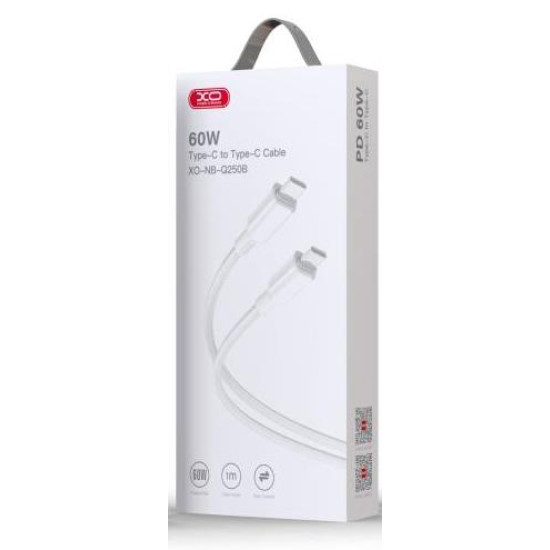 XO NB-Q250B PD 60W TYPE-C ΣΕ TYPE-C PVC SHINY COLORFUL FAST CHARGING CABLE ΛΕΥΚΟ