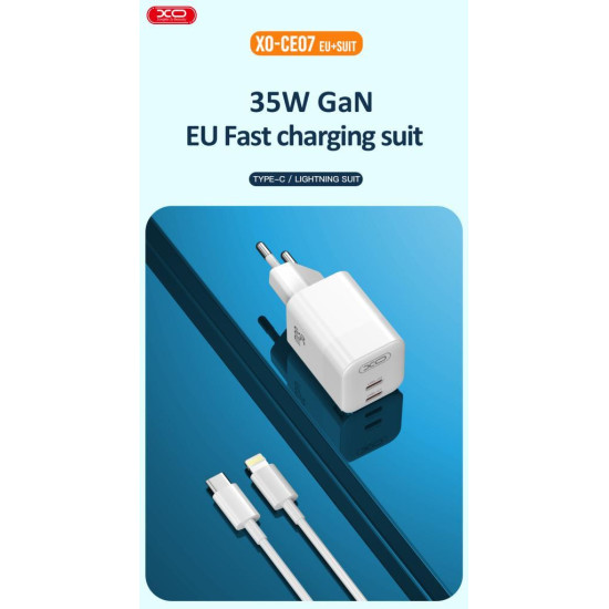 XO CE07 ΦΟΡΤΙΣΤΗΣ 35W GaN, 2 ΘΥΡΕΣ PD, ΛΕΥΚΟ