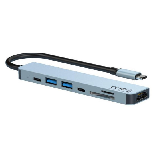 XO HUB008 7 in 1 USB-C Docking Station με HDMI 4K + PD