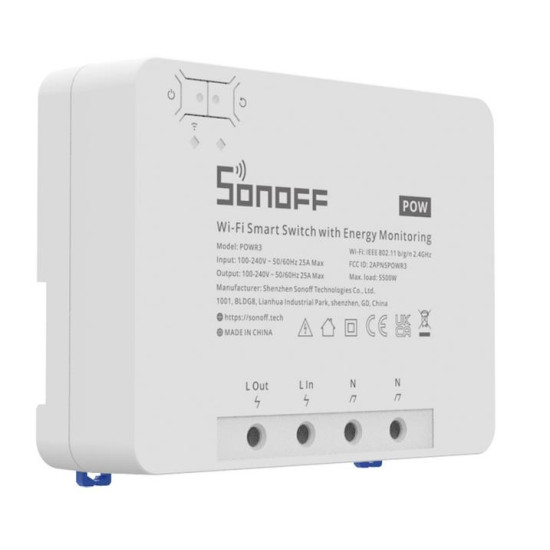 SONOFF SMART ΔΙΑΚΟΠΤΗΣ ΜΕ ΠΑΡΑΚΟΛΟΥΘΗΣΗ ΚΑΤΑΝΑΛΩΣΗΣ POWR3, 25A