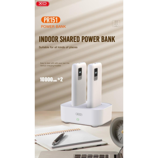 XO PR151 2 x POWERBANK 10000mAh, ΜΕ ΟΘΟΝΗ ΚΑΙ ΒΑΣΗ ΦΟΡΤΙΣΗΣ