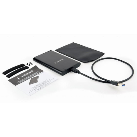 GEMBIRD U3S6 ΘΗΚΗ ΓΙΑ HDD 2.5" USB 3.0 TYPE C, ΑΛΟΥΜΙΝΙΟ, ΜΑΥΡH