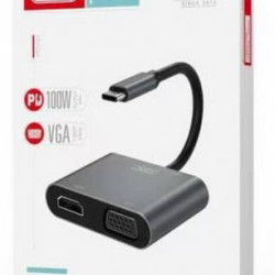 XO HUB001 4 IN 1 TYPEC TO HDMI/VGA/USB3.0/PD CHARGING