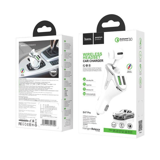 HOCO E47 PRO TRAVELLER WIRELESS HEADSET CAR CHARGER