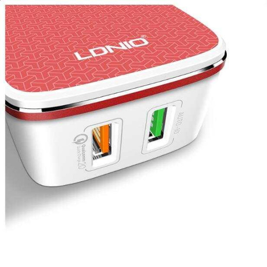 LDNIO A2405Q ΦΟΡΤΙΣΤΗΣ QC3.0 2 PORTS + 1M LIGHTNING CABLE, 18W