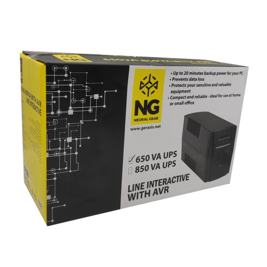 NG UPS 650VA/390W ΜΕ AVR, LINE INTERACTIVE, 2 SCHUKO, 1x 12v7A USB ΘΥΡΑ & RJ11-RJ45 NG UPS 650VA/390W ΜΕ AVR, LINE INTERACTIVE, 2 SCHUKO, 1x 12v7A USB ΘΥΡΑ & RJ11-RJ45