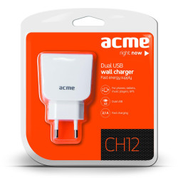ACME ΦΟΡΤΙΣΤΗΣ ΤΑΞΙΔΙΟΥ 2USB 2.1A ΛΕΥΚΟ 2 ΘΕΣΕΩΝ