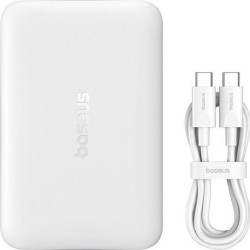 BASEUS ENERFILL FM11, ULTRA MINI ΜΑΓΝΗΤΙΚΟ POWERBANK, 10000MAh, 22.5W, ΜΕ ΚΑΛΩΔΙΟ TYPE-C, ΛΕΥΚΟ