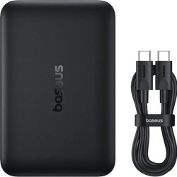 BASEUS ENERFILL FM11, ULTRA MINI ΜΑΓΝΗΤΙΚΟ POWERBANK, 10000MAh, 22.5W, ΜΕ ΚΑΛΩΔΙΟ TYPE-C, ΜΑΥΡΟ