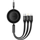 BASEUS BRIGHT MIRROR 2 SERIES, 3 ΣΕ 1, RETRACTABLE, TYPE-C + MICRO USB + LIGHTNING, 100w, 1.1m, ΜΑΥΡΟ BASEUS BRIGHT MIRROR 2 SERIES, 3 ΣΕ 1, RETRACTABLE, TYPE-C + MICRO USB + LIGHTNING, 100w, 1.1m, ΜΑΥΡΟ