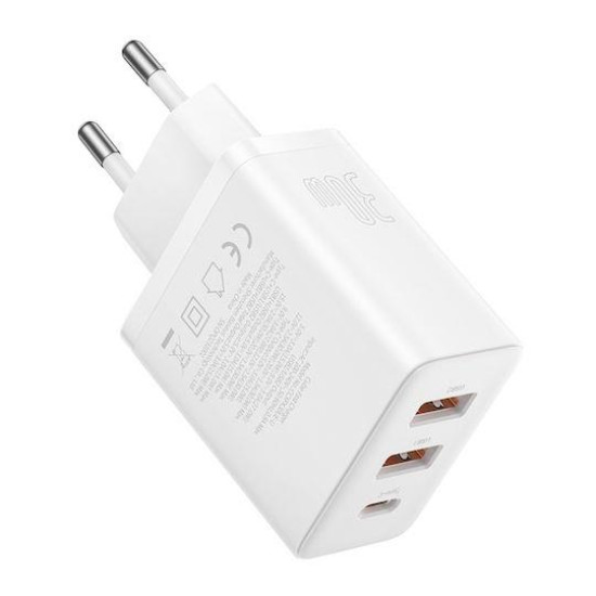 BASEUS CUBE, ΦΟΡΤΙΣΤΗΣ ΓΡΗΓΟΡΗΣ ΦΟΡΤΙΣΗΣ, 3 ΘΥΡΕΣ, 30W, ΛΕΥΚΟΣ BASEUS CUBE, ΦΟΡΤΙΣΤΗΣ ΓΡΗΓΟΡΗΣ ΦΟΡΤΙΣΗΣ, 3 ΘΥΡΕΣ, 30W, ΛΕΥΚΟΣ