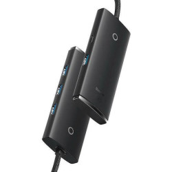 BASEUS LITE SERIES, HUB 4 ΘΥΡΕΣ, 1m, ΜΑΥΡΟ