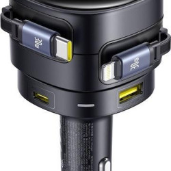 BASEUS ENJOYMENT MAX, ΦΟΡΤΙΣΤΗΣ ΑΥΤΟΚΙΝΗΤΟΥ, ΚΑΛΩΔΙΑ LIGHTNING ΚΑΙ TYPE-C, 90W, ΜΑΥΡΟ