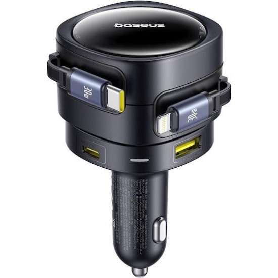 BASEUS ENJOYMENT MAX, ΦΟΡΤΙΣΤΗΣ ΑΥΤΟΚΙΝΗΤΟΥ, ΚΑΛΩΔΙΑ LIGHTNING ΚΑΙ TYPE-C, 90W, ΜΑΥΡΟ BASEUS ENJOYMENT MAX, ΦΟΡΤΙΣΤΗΣ ΑΥΤΟΚΙΝΗΤΟΥ, ΚΑΛΩΔΙΑ LIGHTNING ΚΑΙ TYPE-C, 90W, ΜΑΥΡΟ
