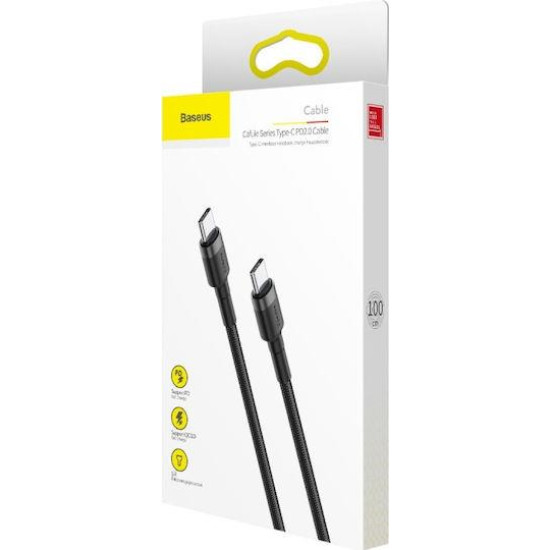 BASEUS CAFULE ΚΑΛΩΔΙΟ ΦΟΡΤΙΣΗΣ, PD 2.0 TYPE-C, 3A, 60W, 1M, ΓΚΡΙ, ΜΑΥΡΟ BASEUS CAFULE ΚΑΛΩΔΙΟ ΦΟΡΤΙΣΗΣ, PD 2.0 TYPE-C, 3A, 60W, 1M, ΓΚΡΙ, ΜΑΥΡΟ