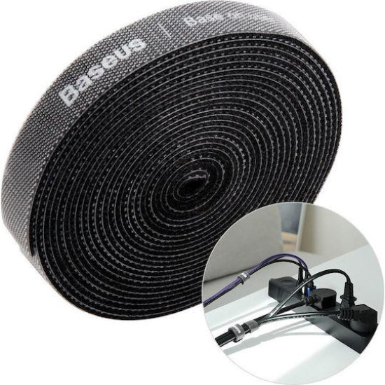 BASEUS COLOURFUL ΔΕΜΑΤΙΚΟ ΚΑΛΩΔΙΩΝ VELCRO, 3m, ΜΑΥΡΟ