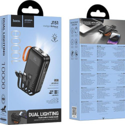 HOCO J151 SPIRIT, POWERBANK, 10000MAh, ΔΙΠΛΟ ΦΩΣ, ΟΘΟΝΗ LED, 4 ΚΑΛΩΔΙΑ, ΜΑΥΡΟ