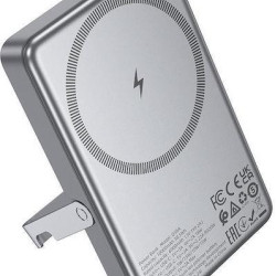 HOCO POWERBANK Q36 SUNLIGHT, 5000MAh, MAG. WIRELESS CHARGE 10W, FOLD STAND, PD20W, ΓΚΡΙ