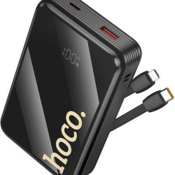 HOCO Q37A GRACEFUL, POWERBANK, 20000MAh, ΜΕ 2 ΕΝΣΩΜΑΤΩΜΕΝΑ ΚΑΛΩΔΙΑ, ΜΑΥΡΟ