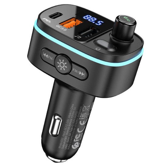 HOCO E62 FAST PD20W+QC3.0 BT FM TRANSMITTER HOCO E62 FAST PD20W+QC3.0 BT FM TRANSMITTER