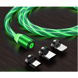 Vivid LED Cable USB to Type-C\Lightning\Micro USB Magnetic Green Vivid LED Cable USB to Type-C\Lightning\Micro USB Magnetic Green