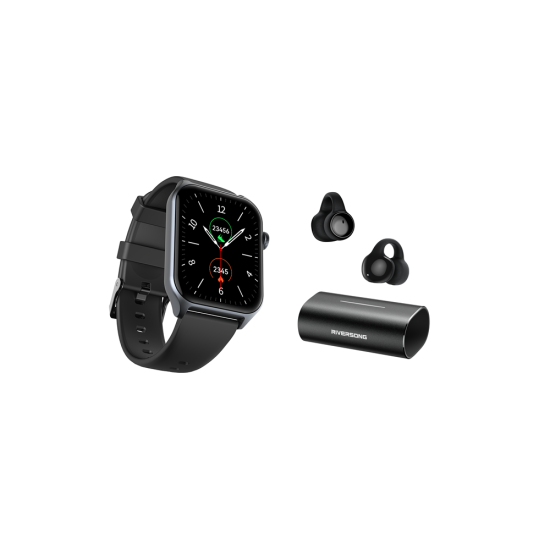 Riversong Smartwatch Motive 9E Space Gray + Riversong True Wireless AirClip L3 Black