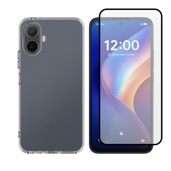 Vivid Set TPU Clear Case + Full Face Tempered Glass TCL K70 5G Vivid Set TPU Clear Case + Full Face Tempered Glass TCL K70 5G