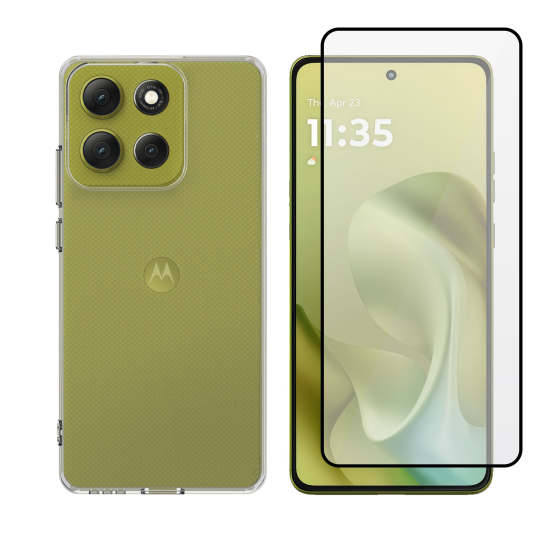 Vivid Set TPU Clear Case + Full Face Tempered Glass Moto G86 5G