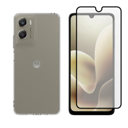Vivid Set TPU Clear Case + Full Face Tempered Glass Moto G06 4G