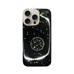 Vivid Glitter Stars Case with Holder Apple iPhone 16 Pro Max Black