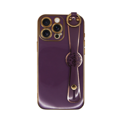 Vivid Silicone Case Wrist Strap Holder Apple iPhone 16 Pro Max Purple