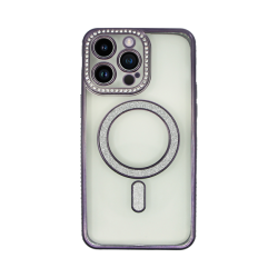 Vivid Magsafe Strass and Glitter Case Apple iPhone 14 Pro Max Purple