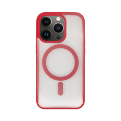 Vivid Magsafe Silicone Case Apple iPhone 12/12 Pro Transparent/Red