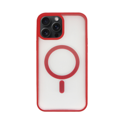 Vivid Magsafe Silicone Case Apple iPhone 15 Pro Max Transparent/Red