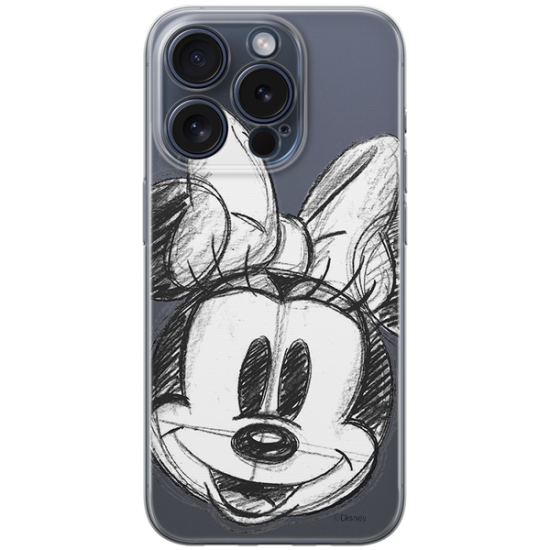 Disney Case Apple iPhone 15 Pro Minnie Partial Print Sketch Transparent Disney Case Apple iPhone 15 Pro Minnie Partial Print Sketch Transparent